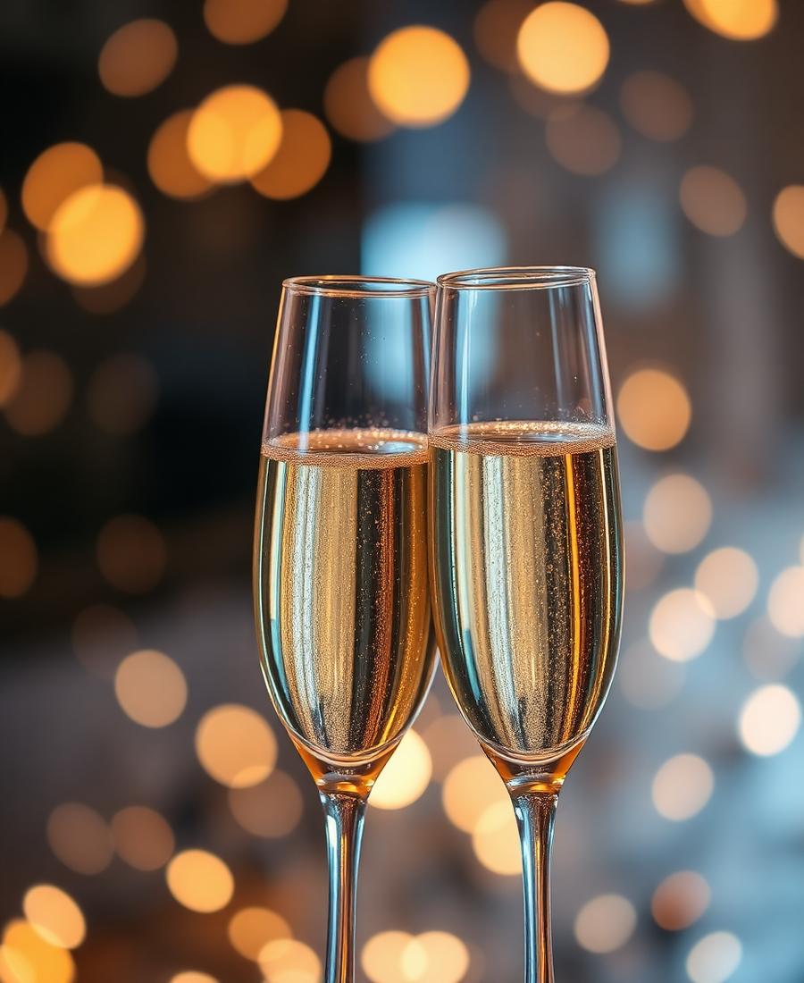 Brinde com champagne à meia-noite