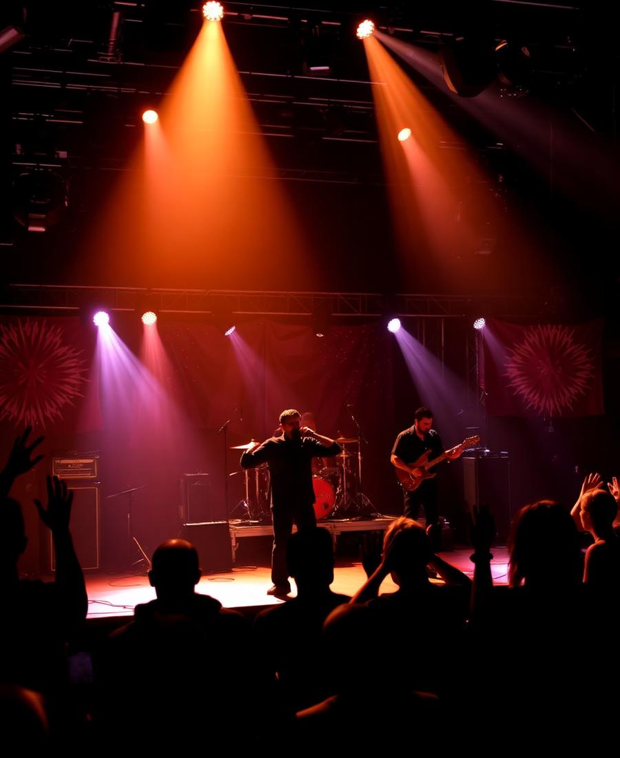 Show ao vivo com iluminação de palco